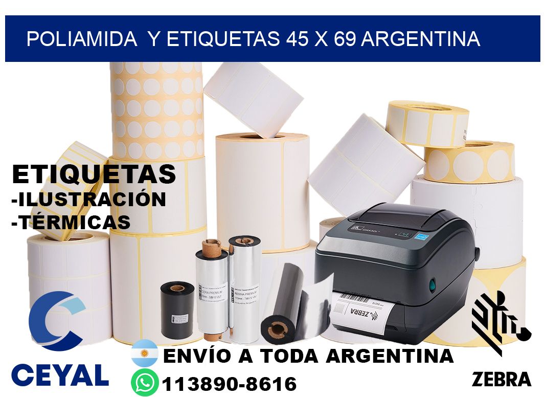 Poliamida  y etiquetas 45 x 69 argentina