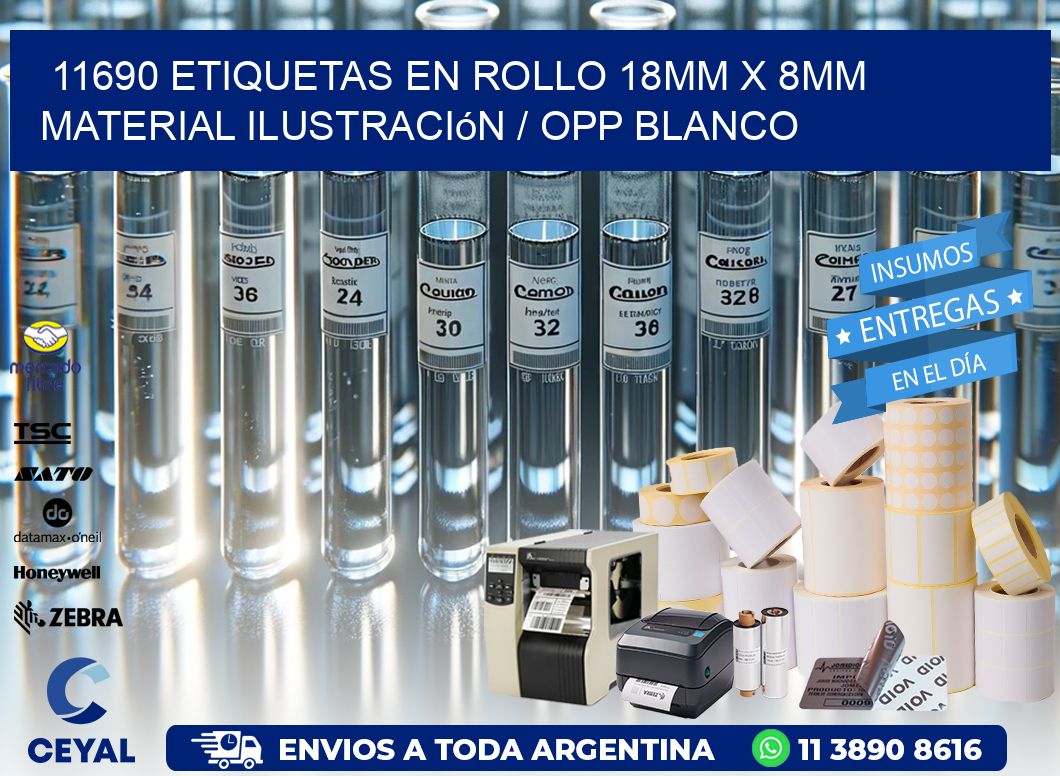 11690 Etiquetas en rollo 18mm x 8mm material Ilustración / OPP Blanco