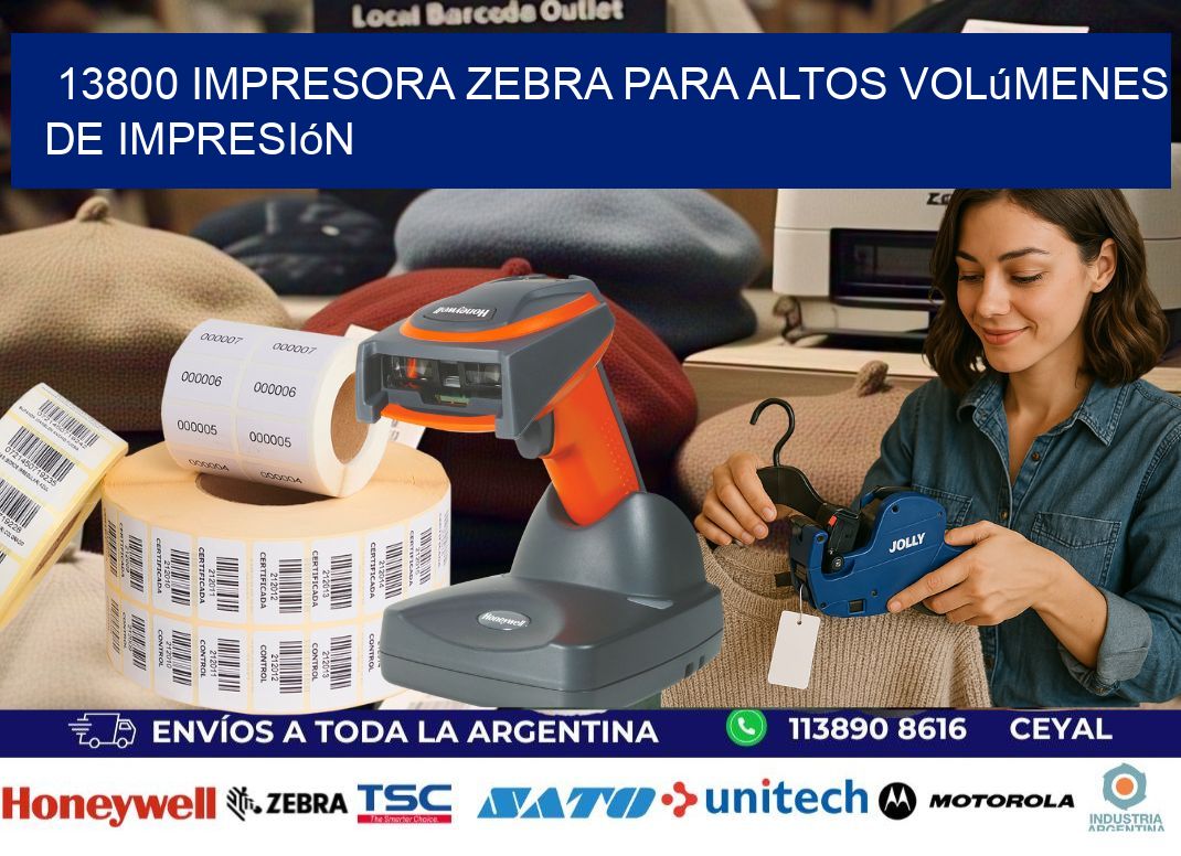13800 impresora zebra para altos volúmenes de impresión