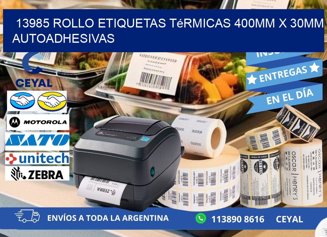 13985 Rollo Etiquetas Térmicas 400mm X 30mm Autoadhesivas