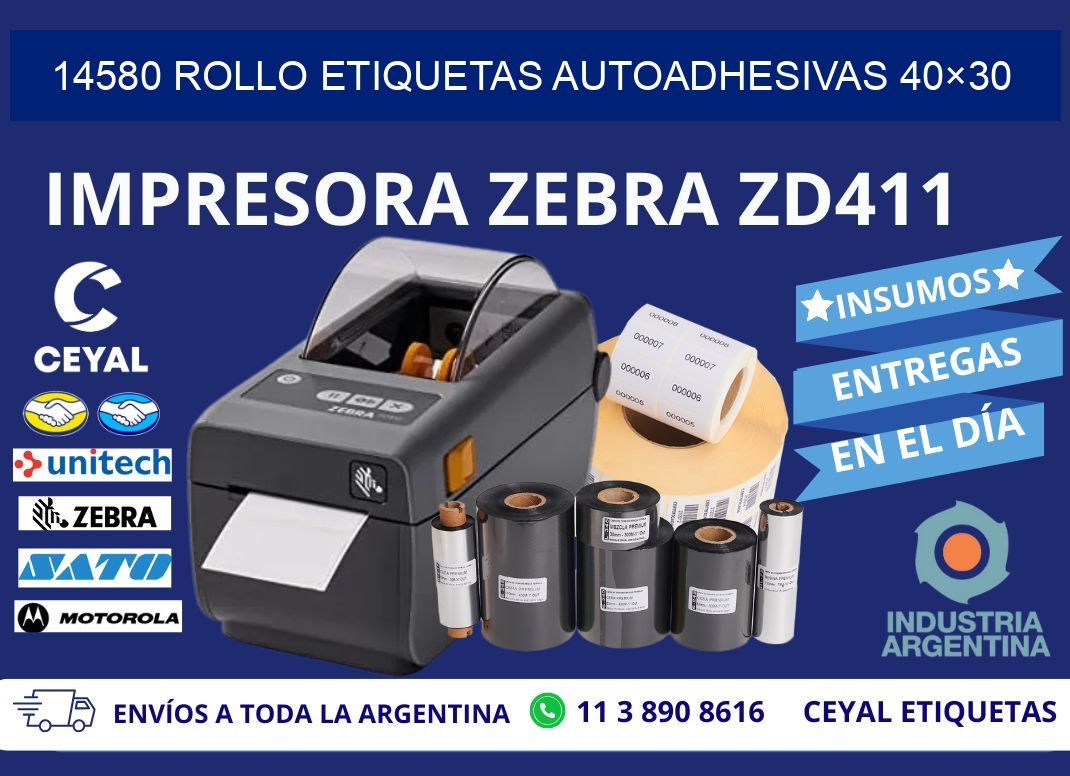 14580 Rollo Etiquetas autoadhesivas 40×30