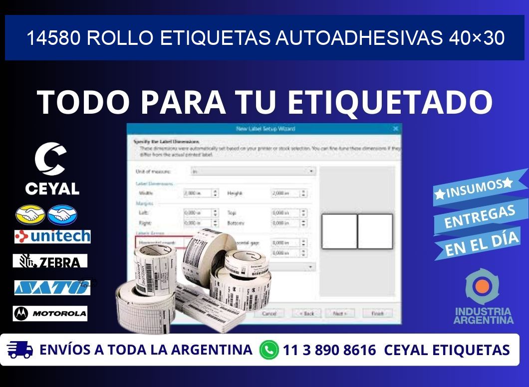 14580 Rollo Etiquetas autoadhesivas 40×30