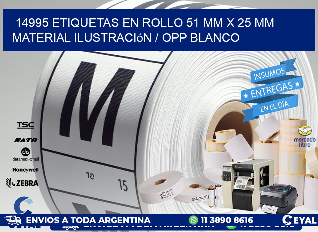 14995 Etiquetas en rollo 51 mm x 25 mm material Ilustración / OPP Blanco