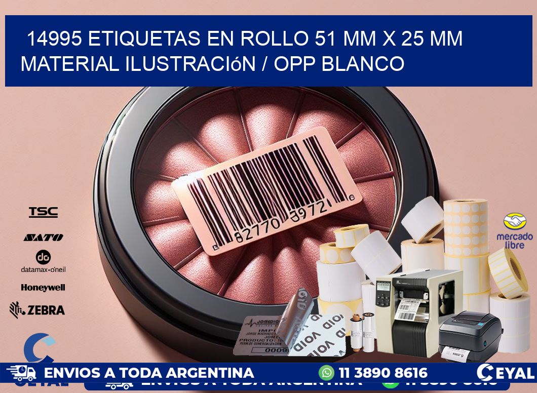 14995 Etiquetas en rollo 51 mm x 25 mm material Ilustración / OPP Blanco