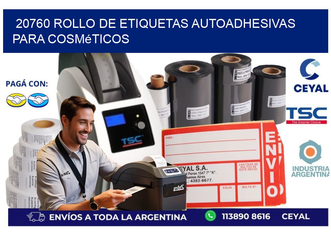 20760 rollo de etiquetas autoadhesivas para cosméticos