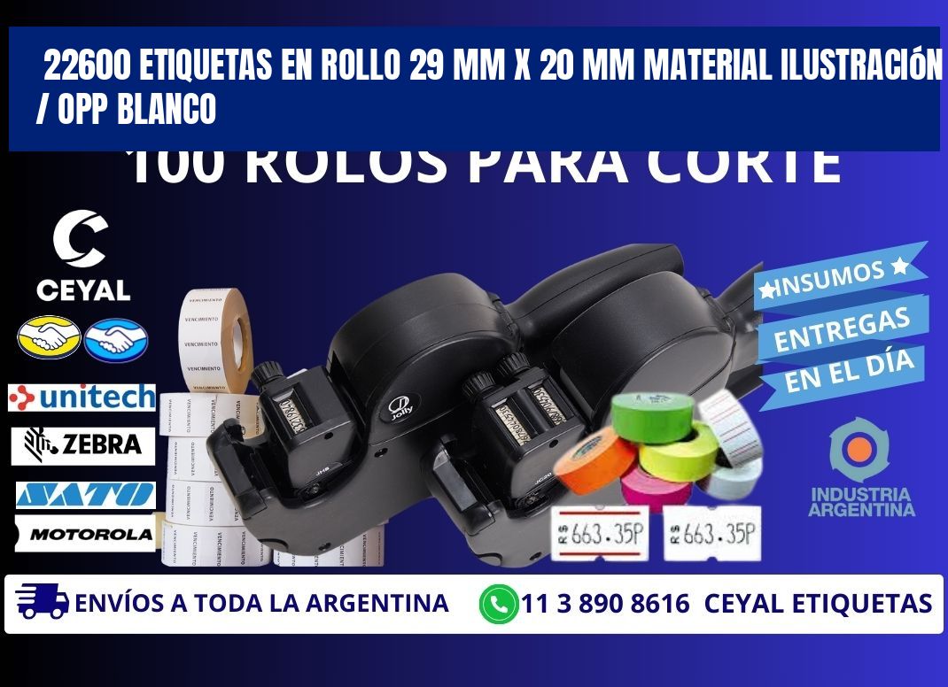 22600 Etiquetas en rollo 29 mm x 20 mm material Ilustración / OPP Blanco