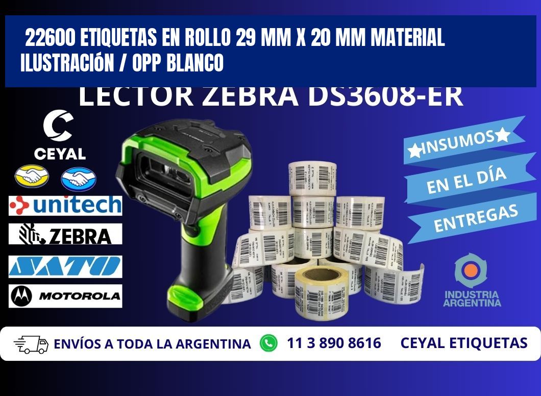 22600 Etiquetas en rollo 29 mm x 20 mm material Ilustración / OPP Blanco