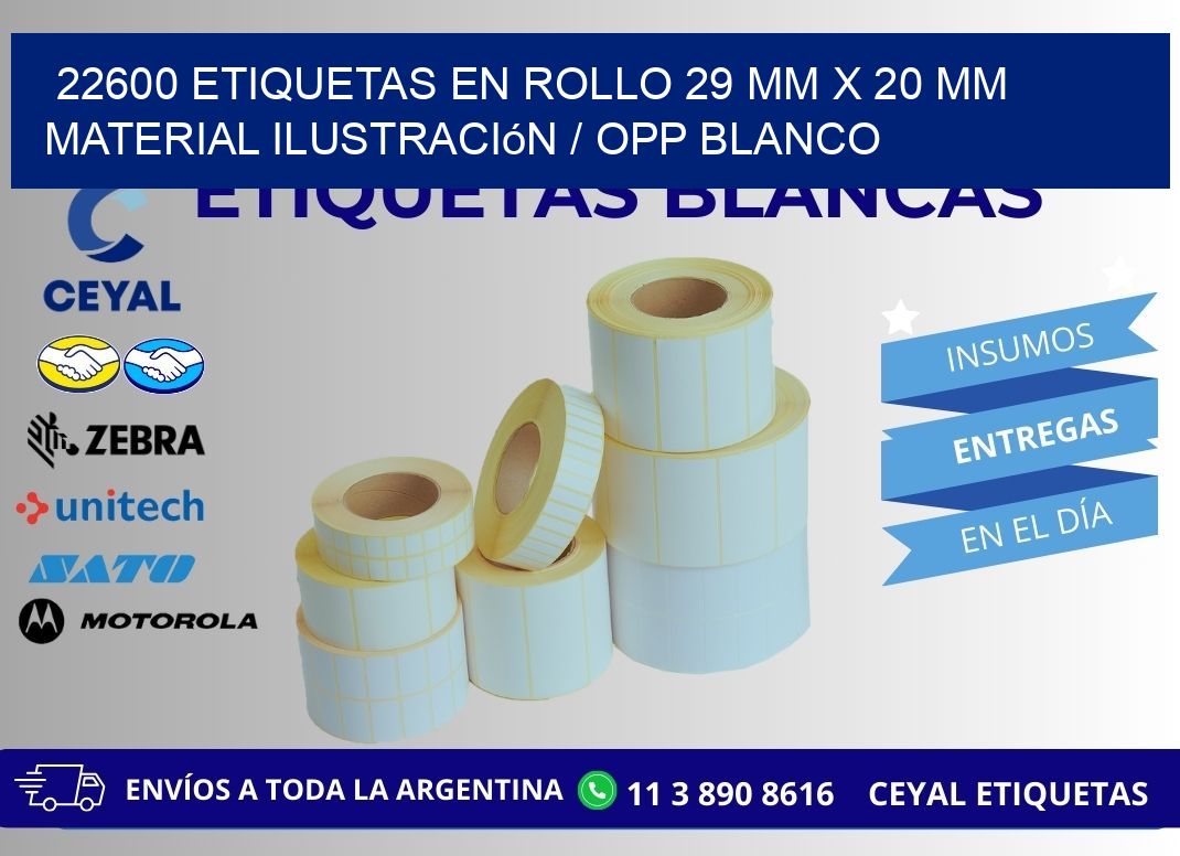 22600 Etiquetas en rollo 29 mm x 20 mm material Ilustración / OPP Blanco