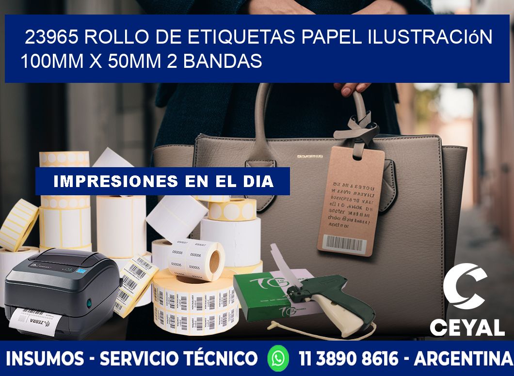 23965 Rollo de Etiquetas Papel Ilustración 100mm x 50mm 2 Bandas