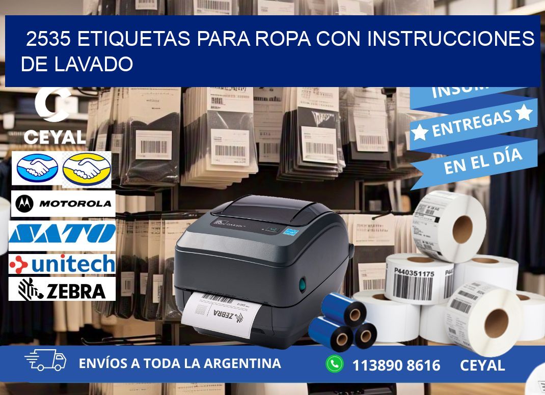 2535 etiquetas para ropa con instrucciones de lavado