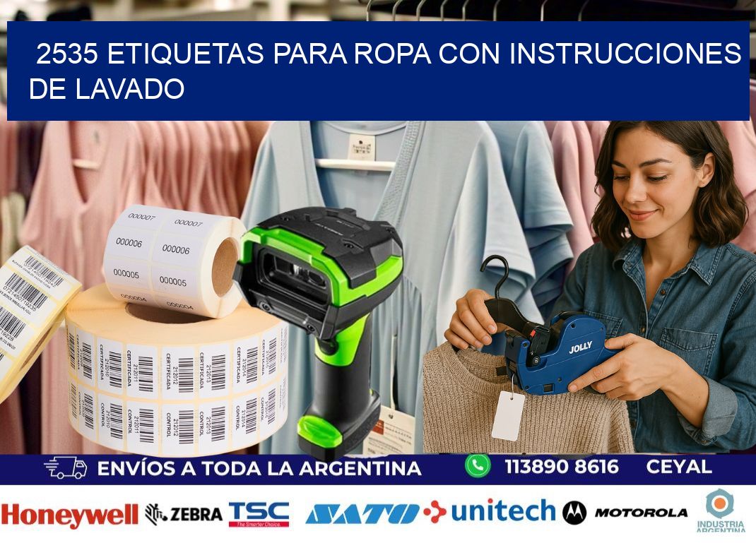 2535 etiquetas para ropa con instrucciones de lavado