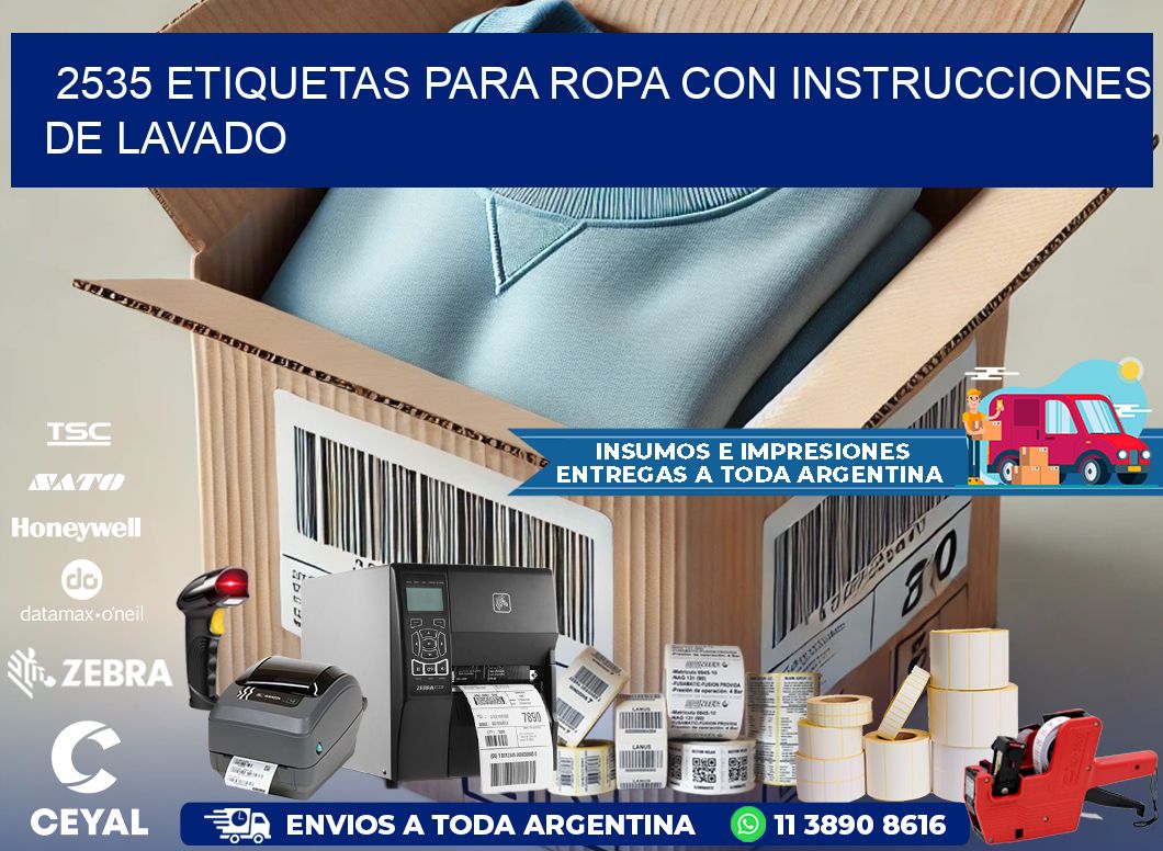 2535 etiquetas para ropa con instrucciones de lavado