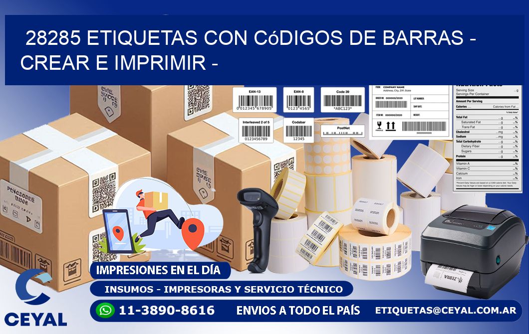 28285 etiquetas con códigos de barras - Crear e imprimir -