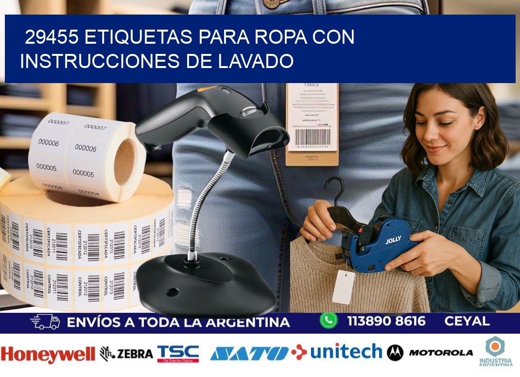 29455 etiquetas para ropa con instrucciones de lavado