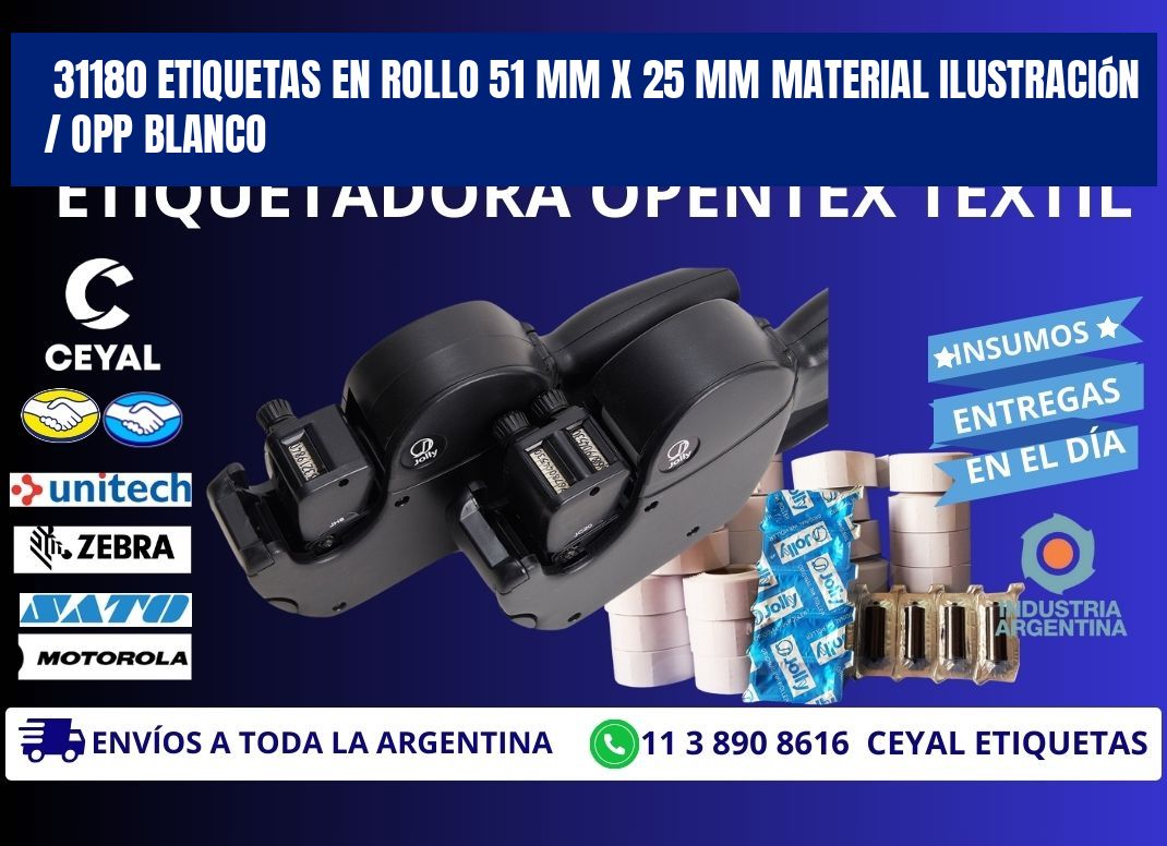 31180 Etiquetas en rollo 51 mm x 25 mm material Ilustración / OPP Blanco