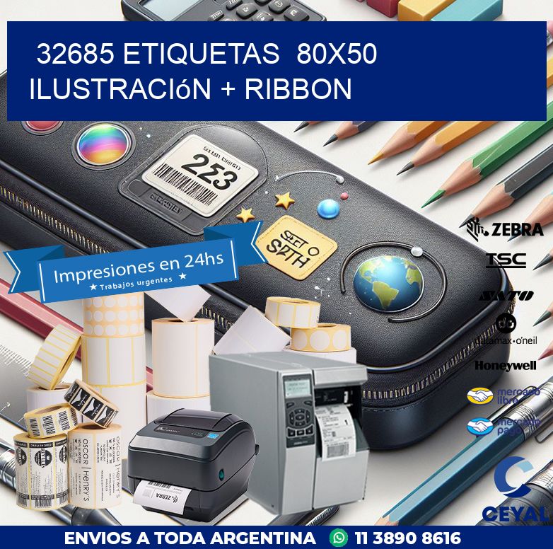 32685 etiquetas  80x50 ilustración + ribbon