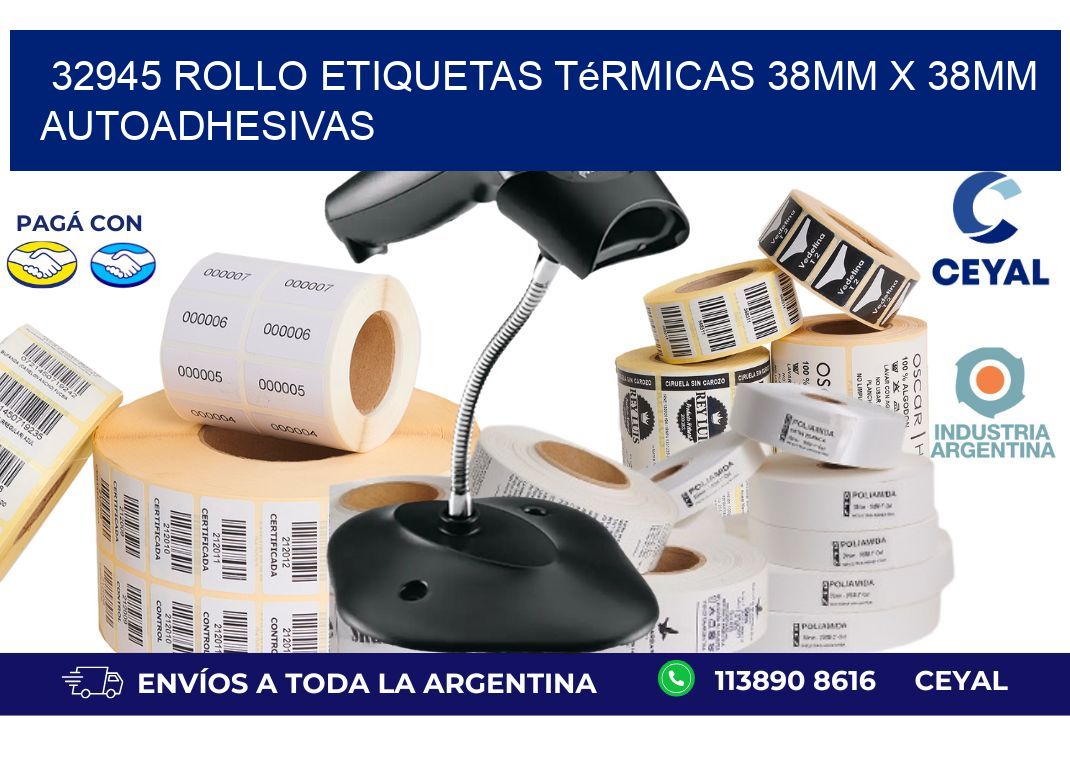 32945 Rollo Etiquetas Térmicas 38mm X 38mm Autoadhesivas