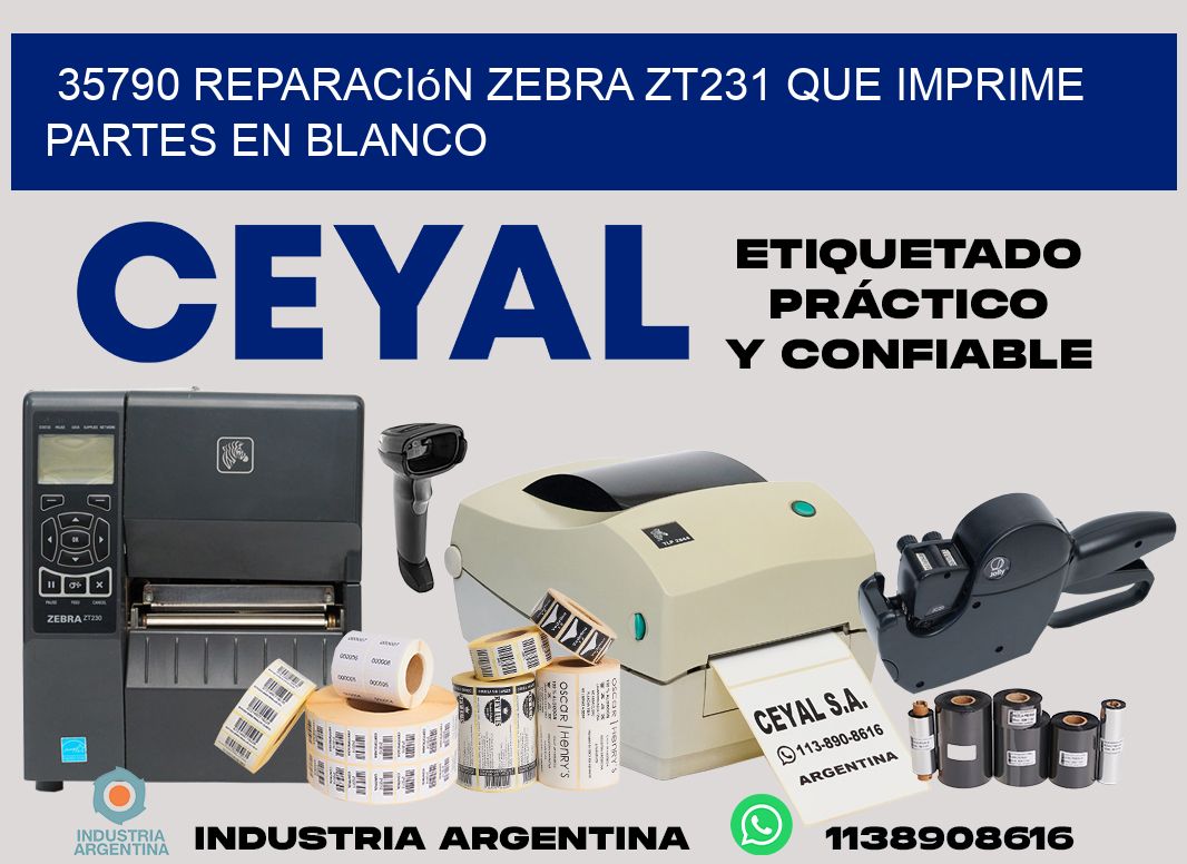 35790 reparación zebra zt231 que imprime partes en blanco