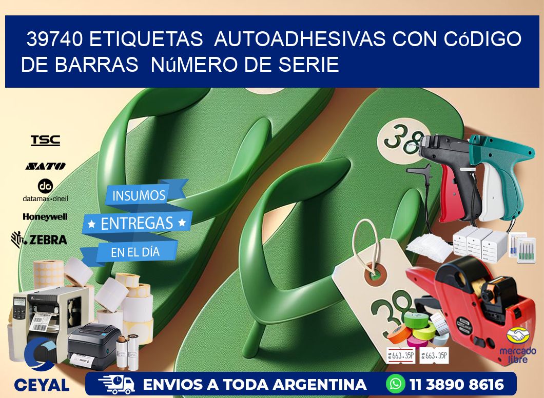 39740 etiquetas autoadhesivas con código de barras número de serie
