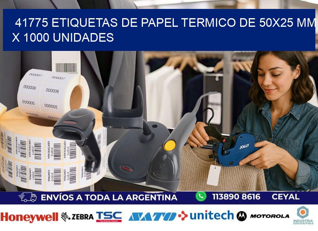 41775 Etiquetas De Papel Termico De 50x25 Mm X 1000 Unidades