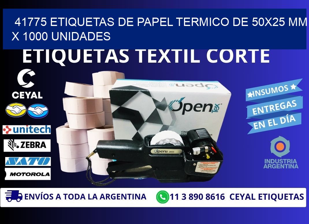 41775 Etiquetas De Papel Termico De 50x25 Mm X 1000 Unidades
