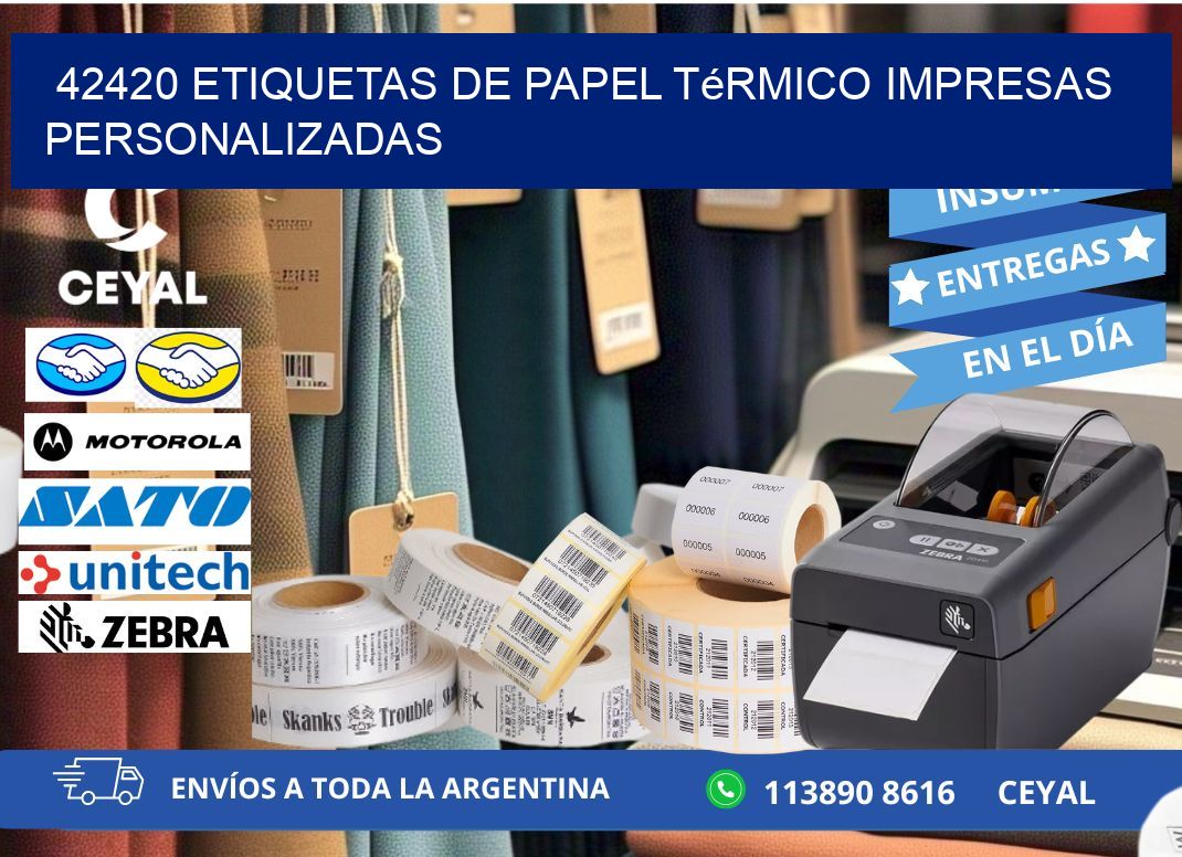 42420 Etiquetas de papel térmico impresas personalizadas