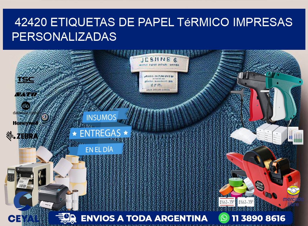 42420 Etiquetas de papel térmico impresas personalizadas