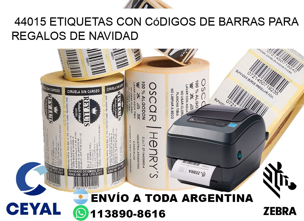 44015 etiquetas con códigos de barras para regalos de navidad