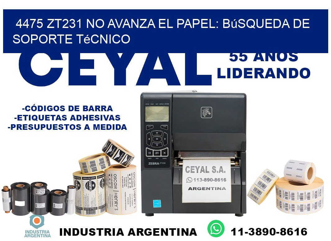 4475 zt231 no avanza el papel: búsqueda de soporte técnico