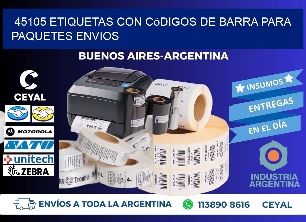 45105 etiquetas con códigos de barra para paquetes envios