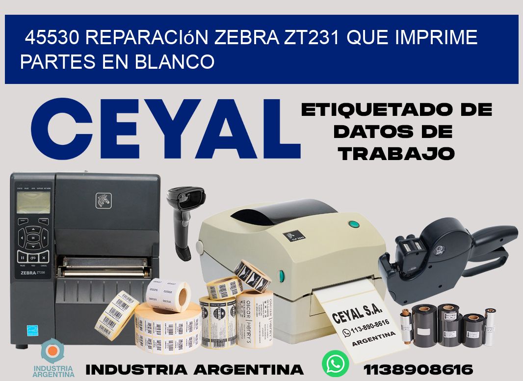 45530 reparación zebra zt231 que imprime partes en blanco