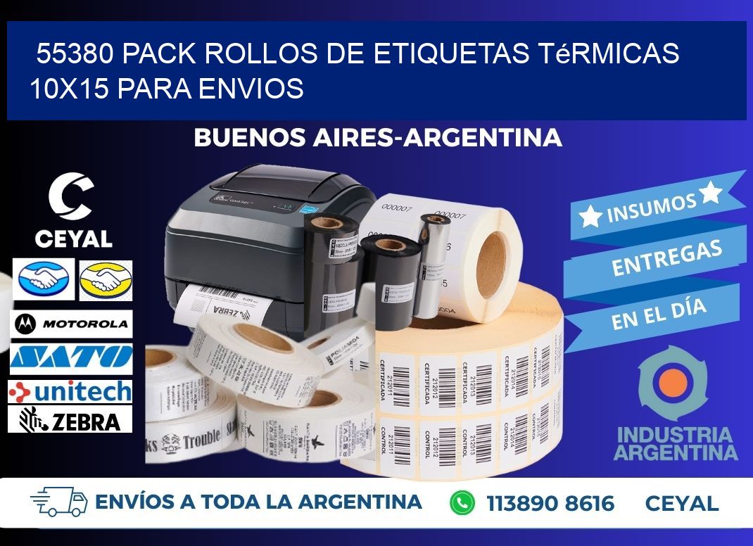55380 pack rollos de etiquetas térmicas 10x15 para Envios