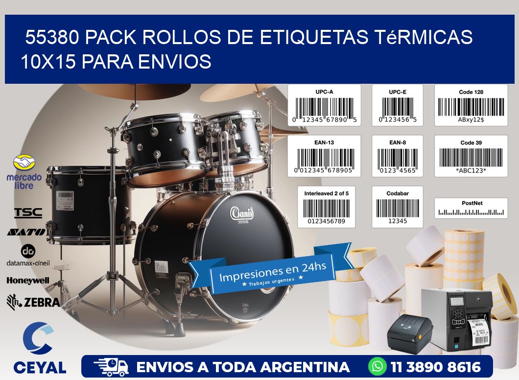 55380 pack rollos de etiquetas térmicas 10x15 para Envios