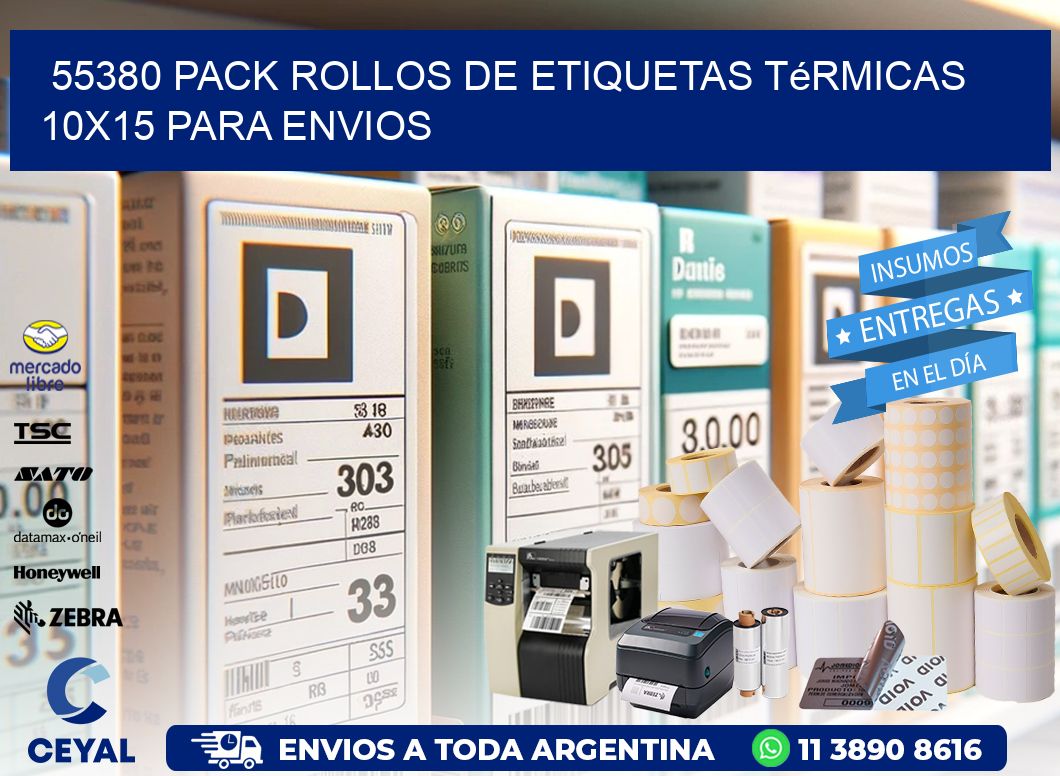 55380 pack rollos de etiquetas térmicas 10×15 para Envios