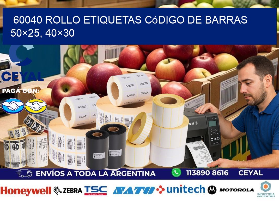 60040 rollo etiquetas código de barras 50×25, 40×30