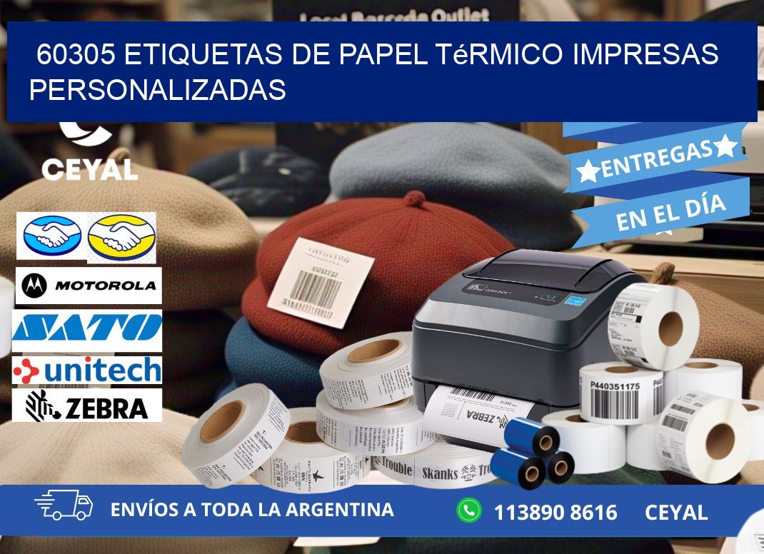 60305 Etiquetas de papel térmico impresas personalizadas