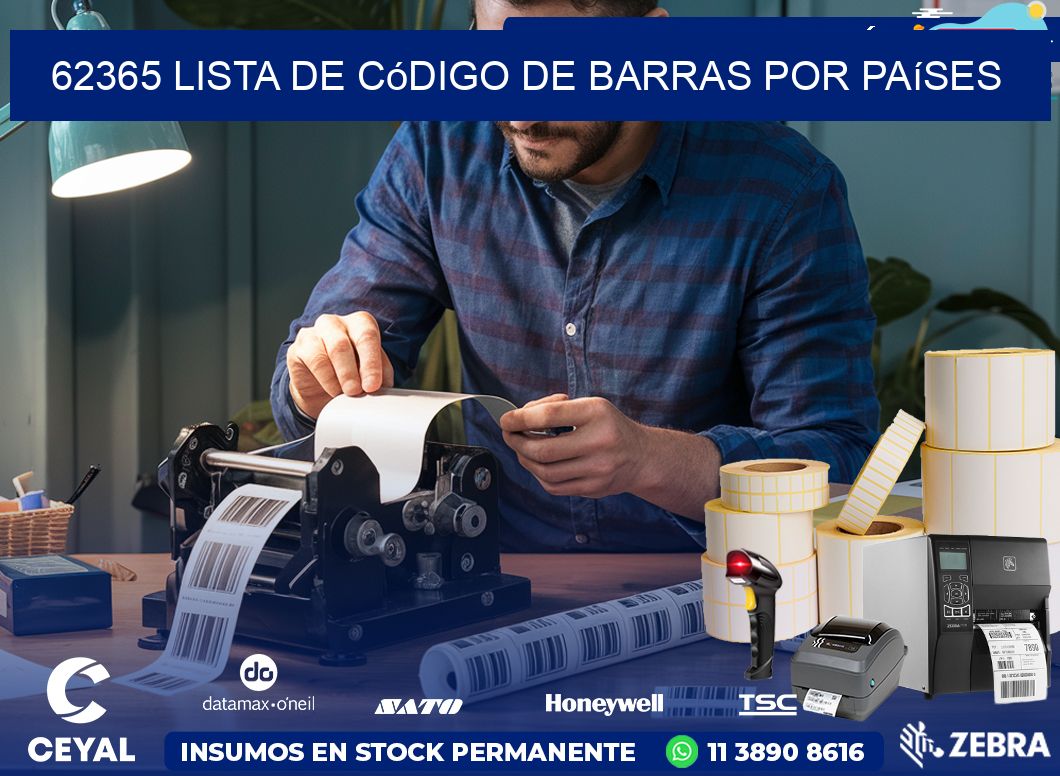 62365 Lista de código de barras por países
