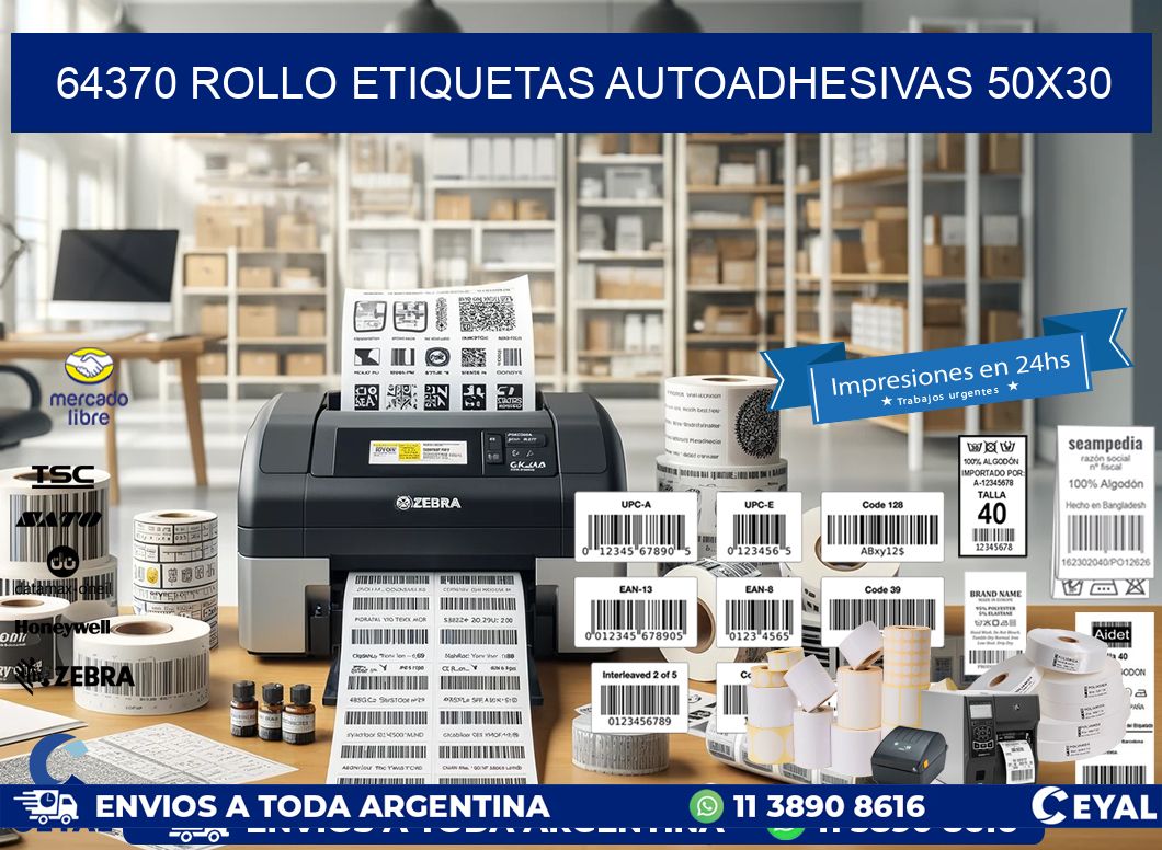 64370 Rollo Etiquetas autoadhesivas 50×30
