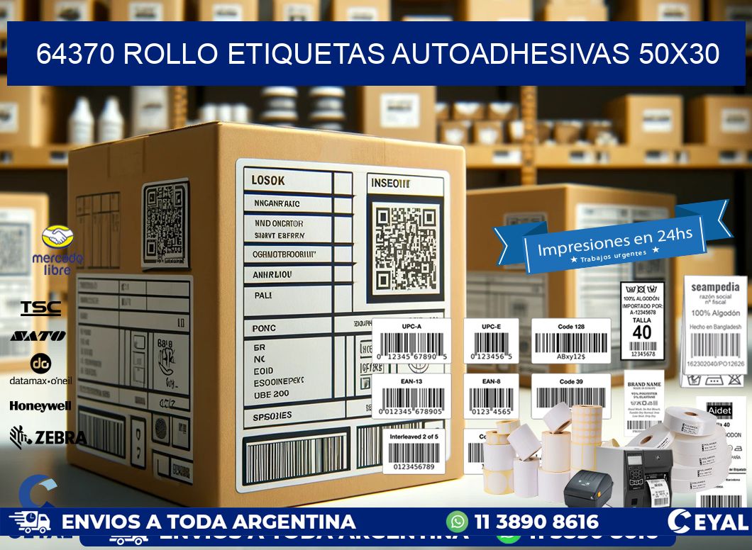 64370 Rollo Etiquetas autoadhesivas 50x30