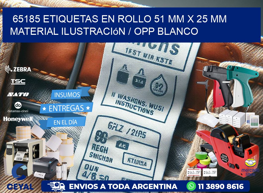 65185 Etiquetas en rollo 51 mm x 25 mm material Ilustración / OPP Blanco