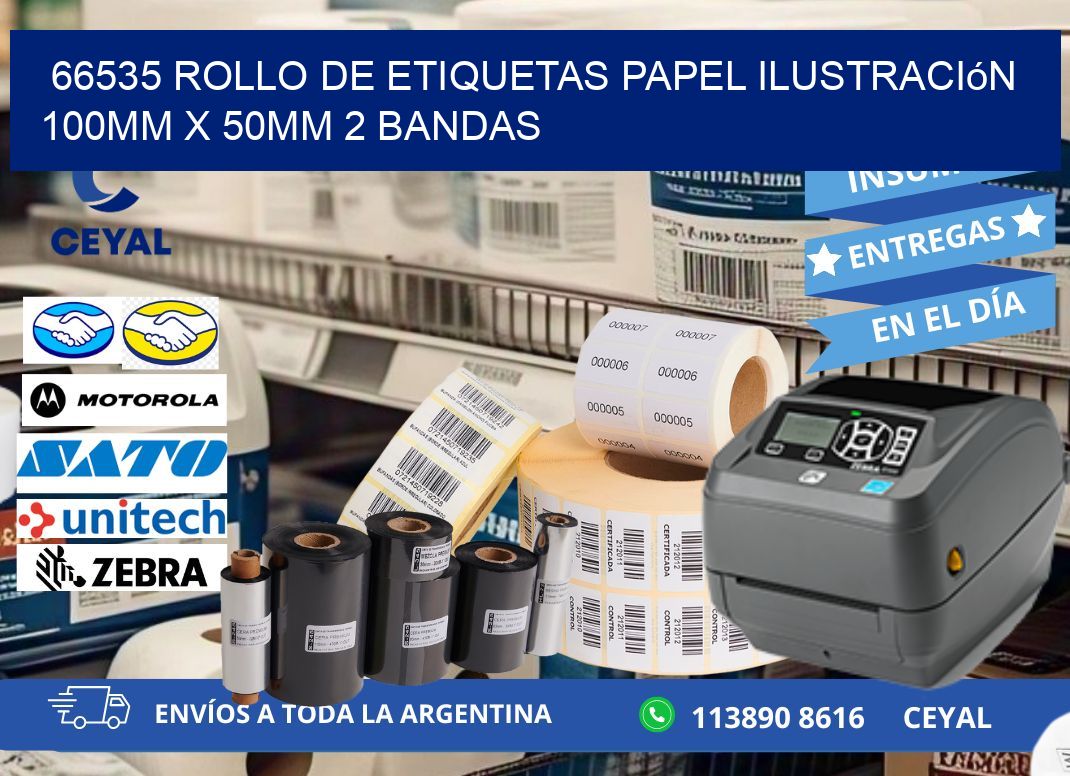 66535 Rollo de Etiquetas Papel Ilustración 100mm x 50mm 2 Bandas