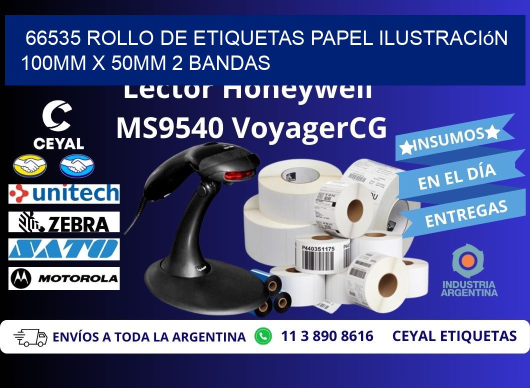 66535 Rollo de Etiquetas Papel Ilustración 100mm x 50mm 2 Bandas
