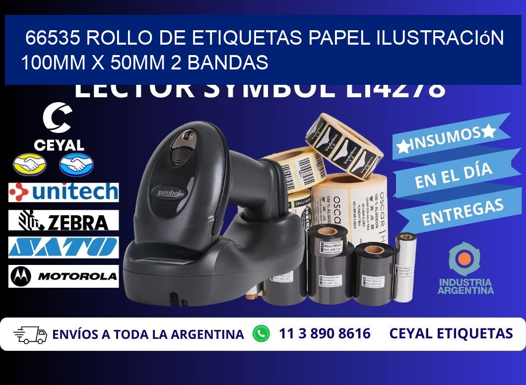 66535 Rollo de Etiquetas Papel Ilustración 100mm x 50mm 2 Bandas