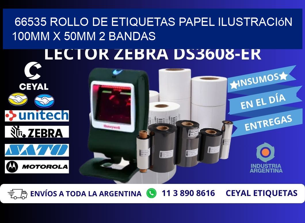 66535 Rollo de Etiquetas Papel Ilustración 100mm x 50mm 2 Bandas