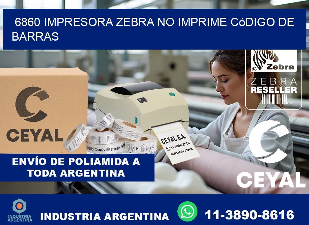 6860 impresora Zebra no imprime código de barras