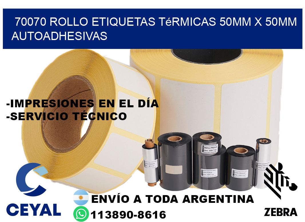 70070 Rollo Etiquetas Térmicas 50mm X 50mm Autoadhesivas