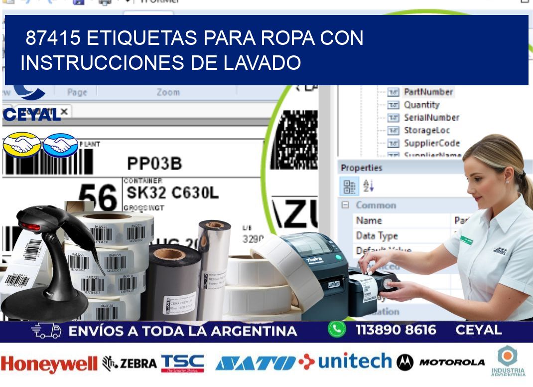87415 etiquetas para ropa con instrucciones de lavado