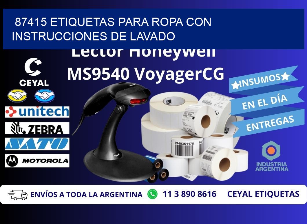 87415 etiquetas para ropa con instrucciones de lavado