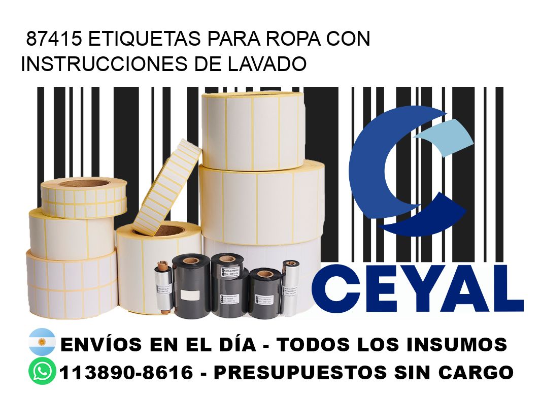 87415 etiquetas para ropa con instrucciones de lavado