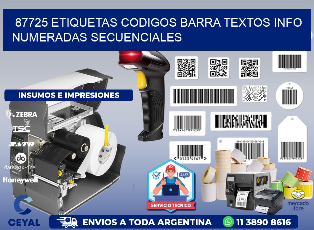 87725 Etiquetas Codigos Barra Textos Info Numeradas Secuenciales